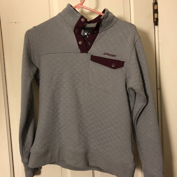 Spyder Tops - Spyder Women’s Gray Maroon M Quilted Pullover